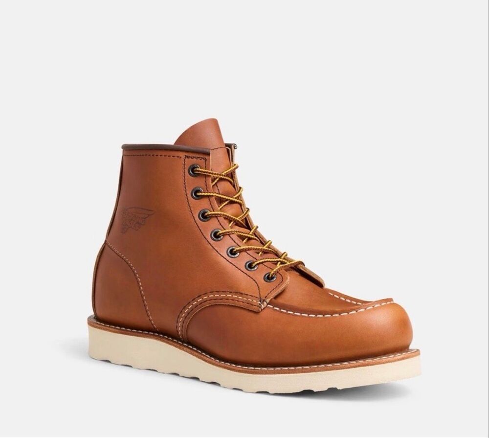 Red Wing 10875 Traction Tred Moc Toe Leather Work Boots Brown Mens 8.5 D NEW